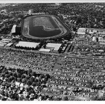 Aerial view of the last California State Fair at the old fairgrounds location on Stockton Blvd