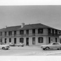 View of the "Pacific Building, Originally a hotel built in the late Mexican Era", California State Landmark #354, Monterey County