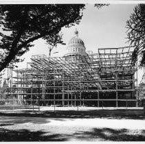 Exterior view of the California State Capitol undergoing construction of the new annex