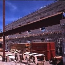 Old Sacramento. View of the Fratt Building under construction at 2nd and K Streets