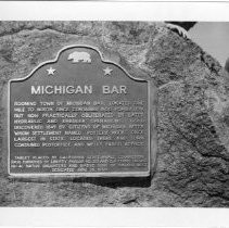 View of the plaque for the Michigan Bar site in Sacramento, California State Landmark #468 Sacramento County