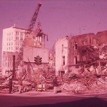 Views of redevelopment sites showing the demolition of blocks # 234, 235 and # 286, 287 which is 3rd and 4th Streets between J and K Streets. This view is 1017-19 3rd Street