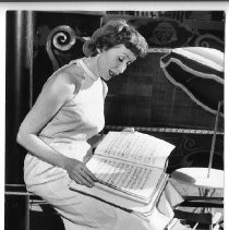 Joan Mann, a singer, at a Music Circus rehearsal