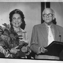 Former Sacramento Mayor H. H. (Hi) Hendren (1954-55), honored as Sacramentan of the Year for 1977, with his wife Beatrice Hendren