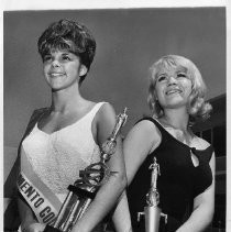 Pat Derby, on the left, Maid of Sacramento County, 1965. Runner-up, Patti Westlake is on the right
