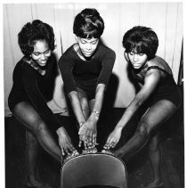 LIMBER - Joyce King, Alice Berkeley, and Charlotte Allen tone up their leg muscles in preparation for the Miss Bronze Sacramento Valley Pageant