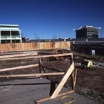 Old Sacramento. View of the Fratt Building under construction at 2nd and K Streets