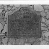 View of the plaque for Columbia State Historic Park in Tuolumne County, Landmark #123