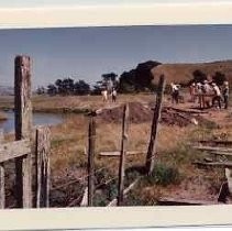 Photographs of landscape of Bolinas Bay. Unidentified archaeologists examining working