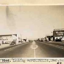 Del Paso Boulevard, Looking north. Jan. 14, 1940. At Southgate Ave. North Sacramento