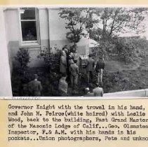 Cornerstone being laid at California State Capitol