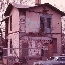 View of the 925 G Street residence originally built by Charles Cate, a brick mason and later owned by the Van Voorhies family, who owned a saddlery and leather goods business