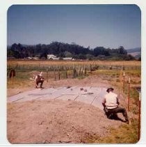 Photographs of Bolinas Bay. "Covering Bolinas archaeological dig, Bolinas Lagoon, 8-21-74."
