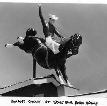 View of a donated statue at Cal Expo's Rodeo Arena