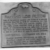 View of the plaque for the Ranco Los Putos, the Pena Adobe in Vacaville, California State Landmark #534 Solano County