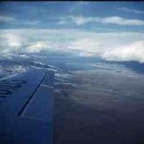 Slides of California Historical Sites. Pyramid Lake, Nevada from airplane