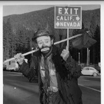 Emmett Kelly at the California-Nevada state line