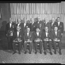 Masonic Officials at the Masonic Temple. This could possibly be the Grand Lodge of California