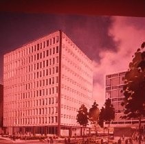 Capitol Mall Redevelopment Project renderings of buildings in the district bounded by Capitol Ave. 4th, 5th and L Streets. This views shows the IBM Building Proposal