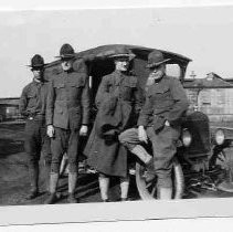 Men in World War I ear uniforms