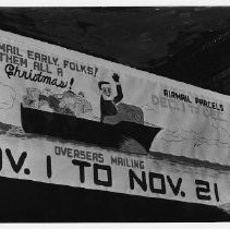 Assistant Postmaster Gene E. Bingham reminding people to mail early