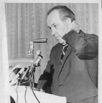 Senator Henry M. Jackson, the towering anti-Communist, pro-environment, pro-Civil Rights senator from the state of Washington (Democrat), addressing the Comstock Club