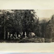 Photographs of Sketches of Western Pioneer Trail scenes. 'Mr. Burn's photograph, N.P.-1 "Birth of National Parks Idea."