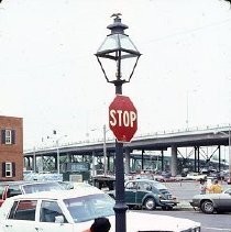 Old Sacramento historic district. View of the gas light conversion project