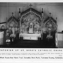 View of the interior of St. Anne's Catholic Church at Columbia State Park in Tuolumne, County. Landmark #123
