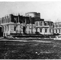 Copy print of showing the California State Capitol building under construction during the 1860s