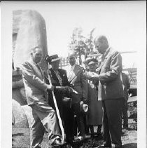 View of dignitaries attending the celebration of "Theordore Judah Day" at the Southern Pacific Depot