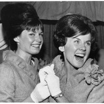 View is of Judy Marie Olive, on the right, of Sacramento State College is the 1966 Camellia Festival Queen