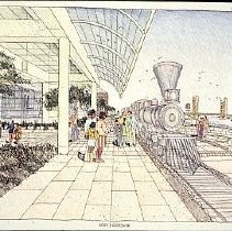 Old Sacramento historic district. View of the California State Railroad Museum