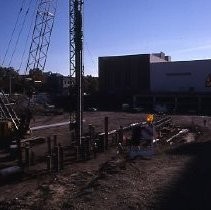 View of the construction for the Liberty House Department Store in the Downtown Plaza on K Street also known as the K Street Mall