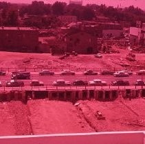 Views of redevelopment sites showing the demolition of blocks # 234, 235 and # 286, 287 which is 3rd and 4th Streets between J and K Streets. This view is the demolition of block #287