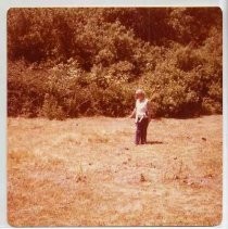 Photographs of landscape of Bolinas Bay. Irene Neasham standing in a meadow