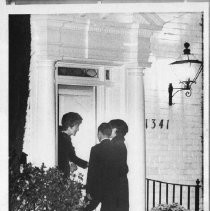 South Vietnamese VP Nguyen Cao Ky and his wife are greeted by Mrs. Ronald Reagan at the California governor's home in Saramento