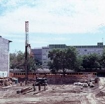 View of the construction site for Weinstock's Department Store on the K Street Mall or Downtown Plaza