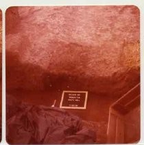 Photographs of Bolinas Bay. Archaeological trench, with sign - "Bolinas Bay Trench 1-W South Wall 7-30-74"