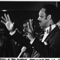 Jesse Jackson, the civil rights activist, founder of Rainbow/PUSH, and Baptist minister who ran for president in 1984 and 1988 and served as the first U.S. Shadow Senator from D.C. He is at a press conference at the Hyatt Wilshire Hotel, L.A