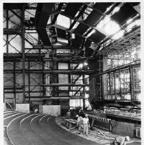 Interior photo of Sacramento Community Center under construction