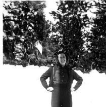 Woman posing standing in the snow