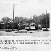 Sacramento Northern trains and yard, at 17th & C Streets