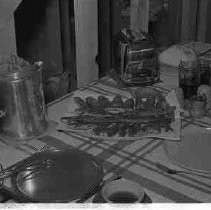 Kitchen table set for breakfast