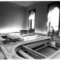 Project architect, John Worsley examines the restored window frames of the California State Capitol building