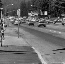 Cyclist on Highway 50 in South Lake Tahoe