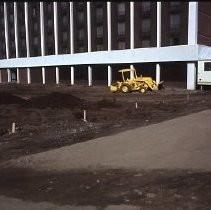 View of the Holiday Inn hotel landscaping and the site of the Indo Arch on the K Street Mall at 3rd and 4th Streets