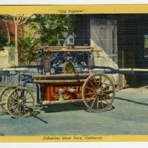 View of "Old Papeete" Fire Engine #1 at Columbia State Park in Tuolumne, County. Landmark #123