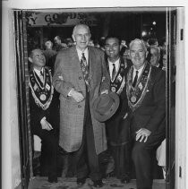 View of members of the Native Sons of the Golden West during the dedication ceremonies of their museum in 1967 at Columbia State Park in Columbia, California