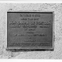 View of the plaque for the place of Don Gaspar De Portola at Monterey County Landmark #128